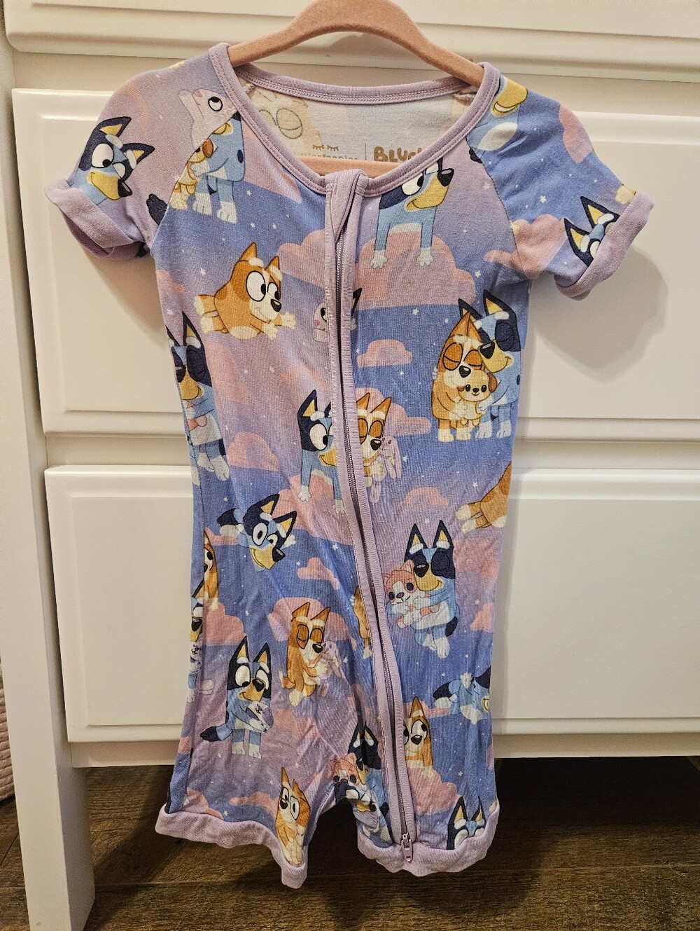 Little Sleepies Sleepytime Bluey Zippered Short Romper- Size 18-24m